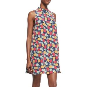 Equipment Silk Shirt Dress Pineapple Print Medium